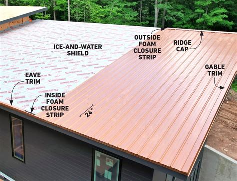 metal roof is installed to on aframe house|metal roof installation diagram.